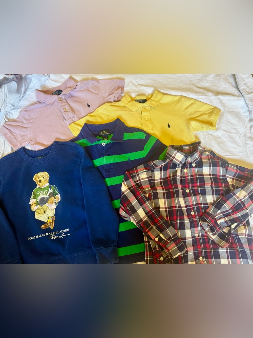 LOT of 5 Ralph Lauren polos, sweatshirt, and button down